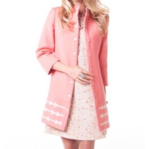 ~Anthropologie Med Wool Coat Lauren Moffatt "Eastward" Coral Peach Women's M - Picture 3 of 15